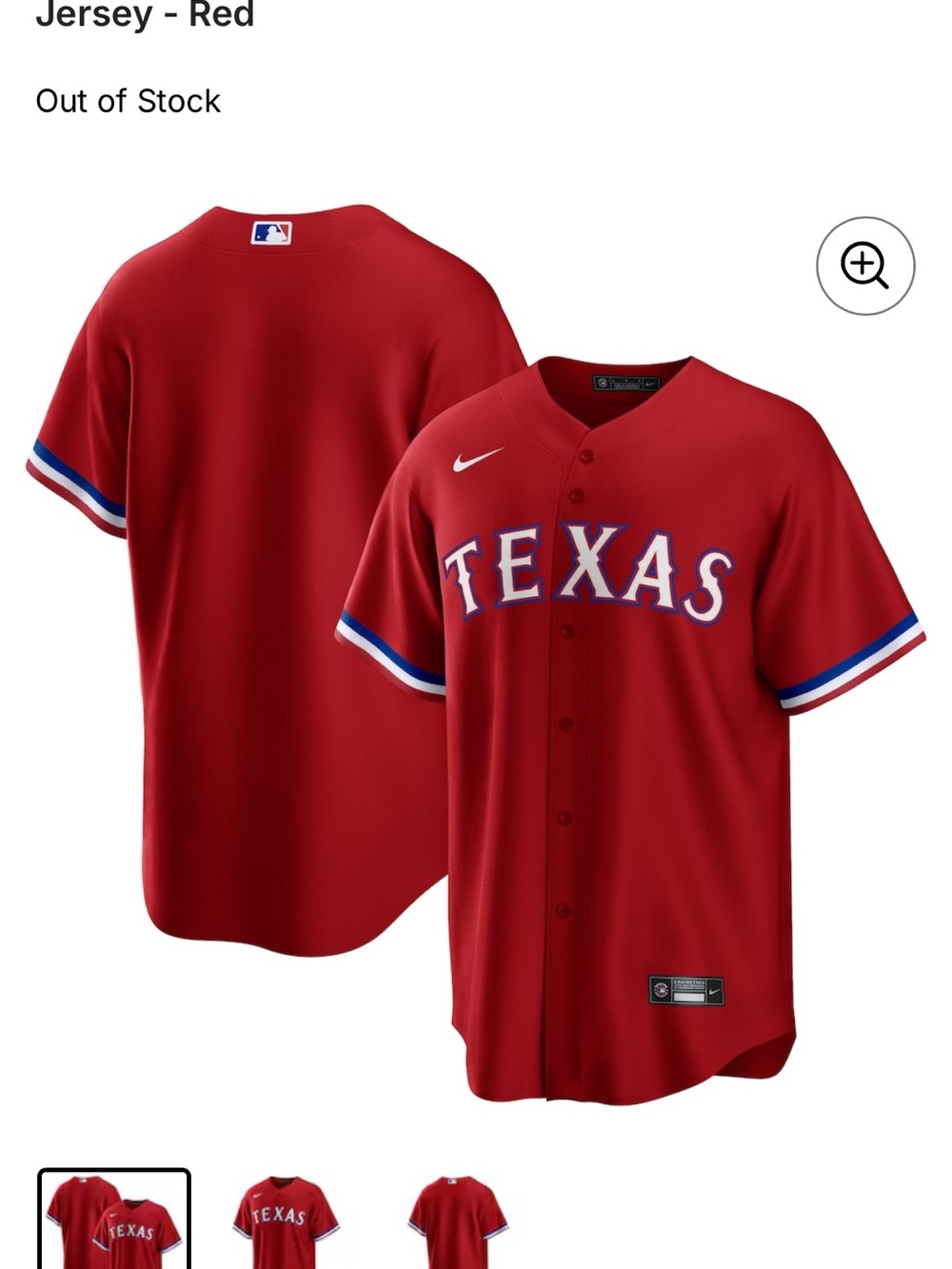 Nike Red Texas Rangers Alternate Athletic Jersey Top - Picture 5 of 5